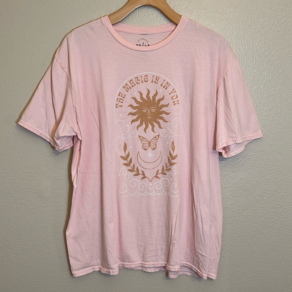 PacSun Pink Oversized One Size Cotton Short Sleeve Shirt